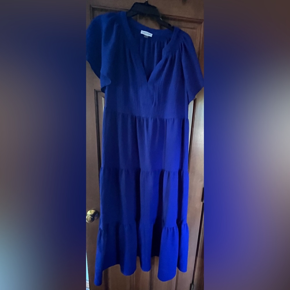 Calvin Klein Electric Blue Tiered Maxi Dress